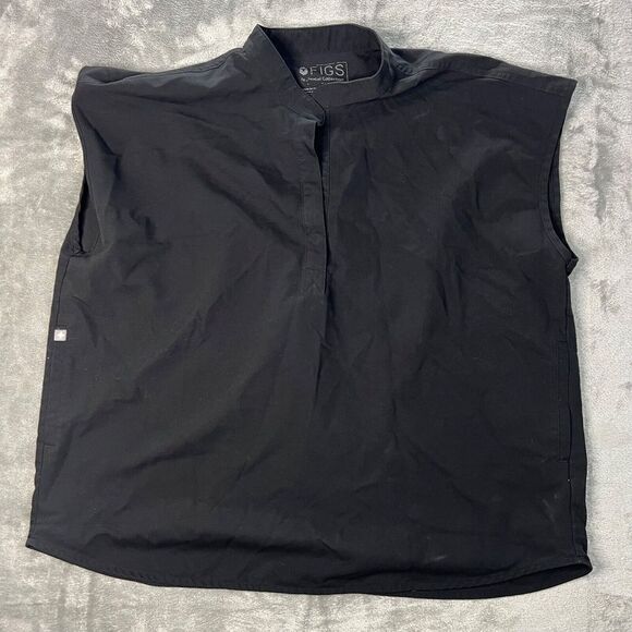 Figs Tops - Figs Rafaela Oversized Scrub Top Black Size Large Medical First Responder